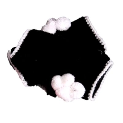 Pulswärmer schwarz mit weißen Bommeln
