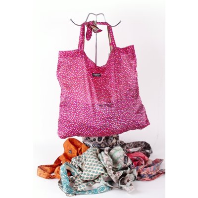 Upcycle 19 Sari-Einkaufstasche mit kurzen Henkeln 10.1