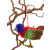 FRÜHLINGSSALE. Anhänger Vogel 11.3 grün mit rotem Bauch