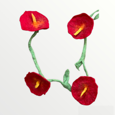 Deko-Filzkette Blumen 12.1 rot