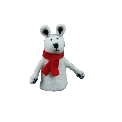 Eierwärmer Bär mit rotem Schal