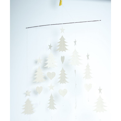 Lokta Papier-Mobile Weihnachtsbaum 9.2 winterweiß