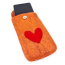 Handytasche orange mit rotem Herz 10.3