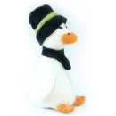 Eierwärmer Ente weiß mit schwarzem Schal und Hut