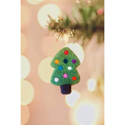 Weihnachtsanhänger Filztannenbaum mit bunten Dots 6.3