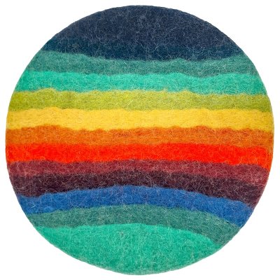 Felted Coaster, Dark Colours Rainbow