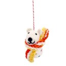 Felted Ornament Bear with Scarf, Set of 2