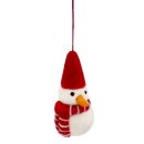 Felted Ornament Snowman with Scarf, Set of 2