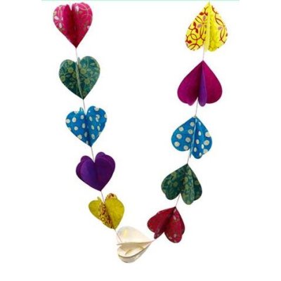 Lokta paper decorative chain 3D hearts pattern mix