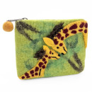 Felt bag two giraffes, green